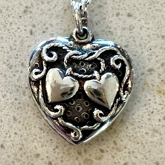 Vintage Highly Collectible Walter Lampl Sterling Heart Charm Necklace - Picture 4 of 12